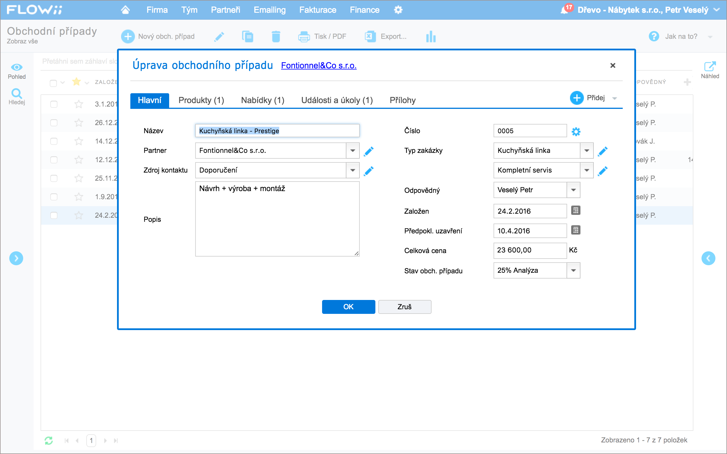 CRM - obchodní případy