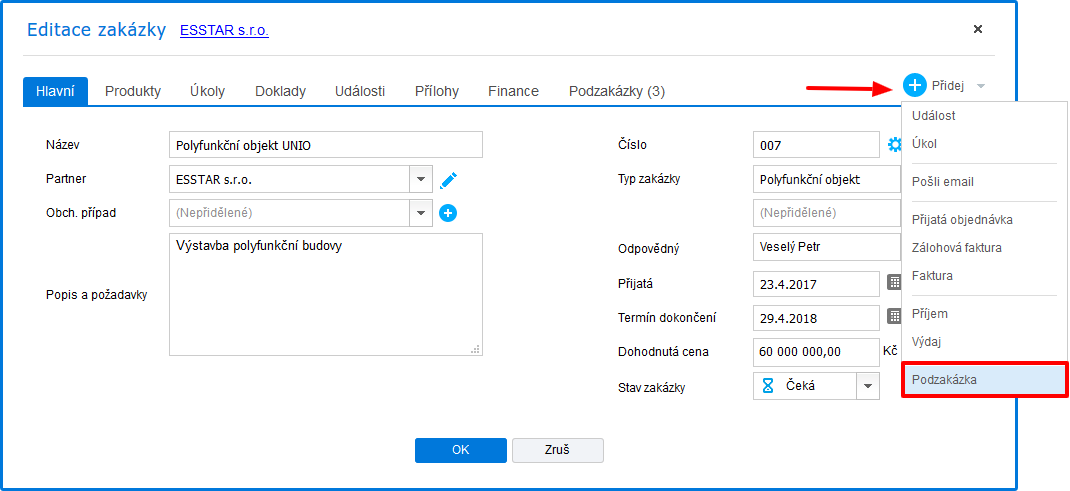 Zakázky a podzakázky