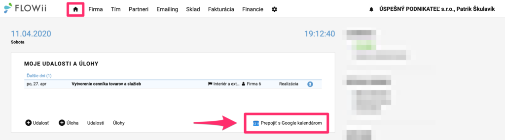 Prepojenie FLOWii s Google kalendárom