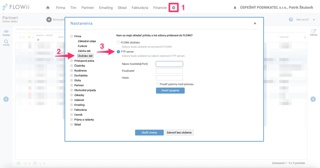 Ako prepojiť FLOWii s FTP serverom