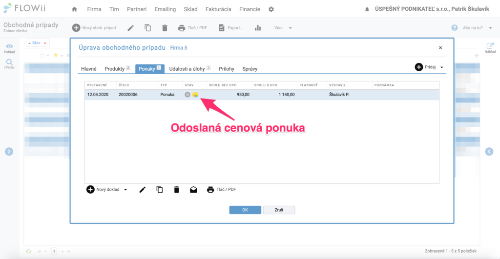 Ako sa zobrazuje odoslaný email z FLOWii