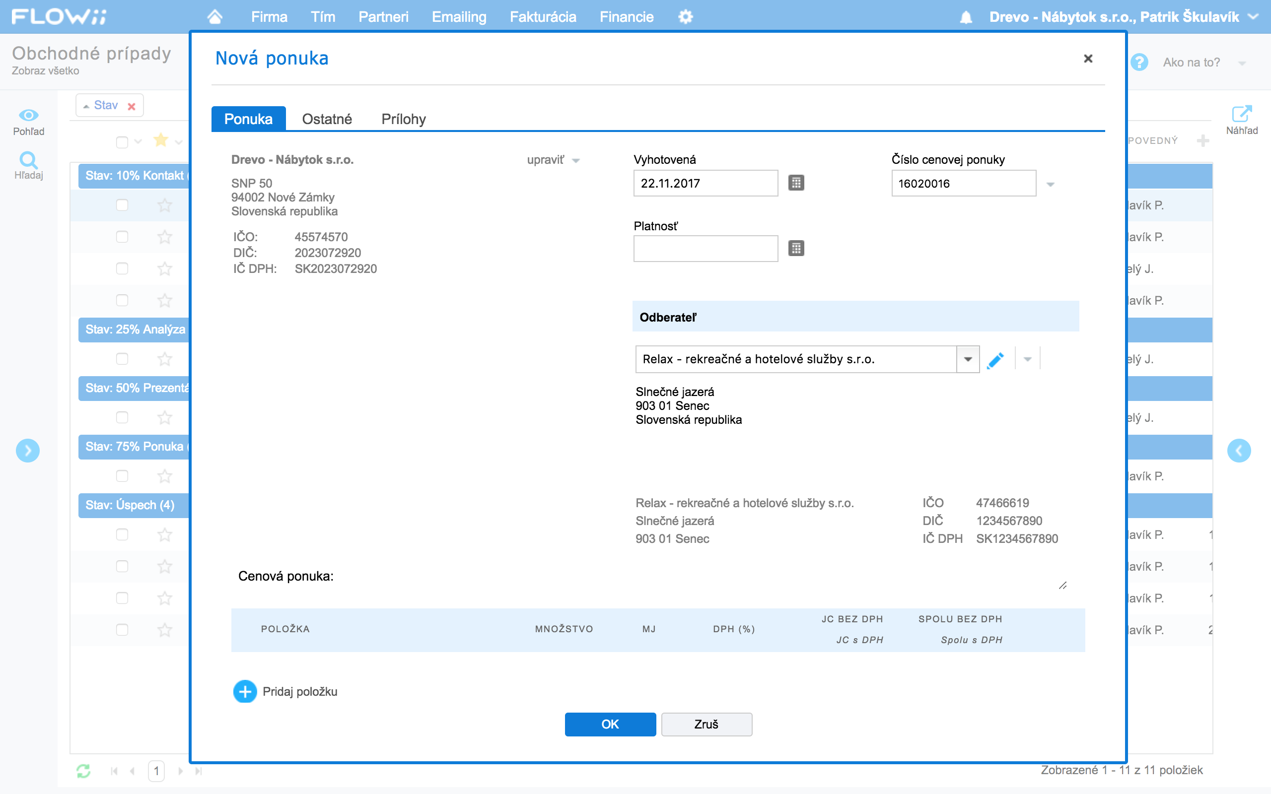 Vytvárajte a posielajte cenové ponuky z FLOWii