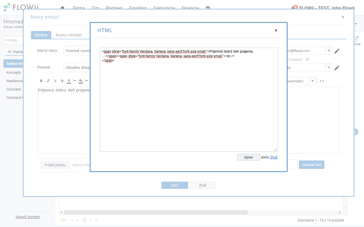 Vytvorenie HTML e-mailov