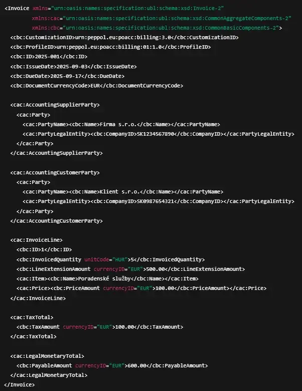 Priklad Peppol e-faktury