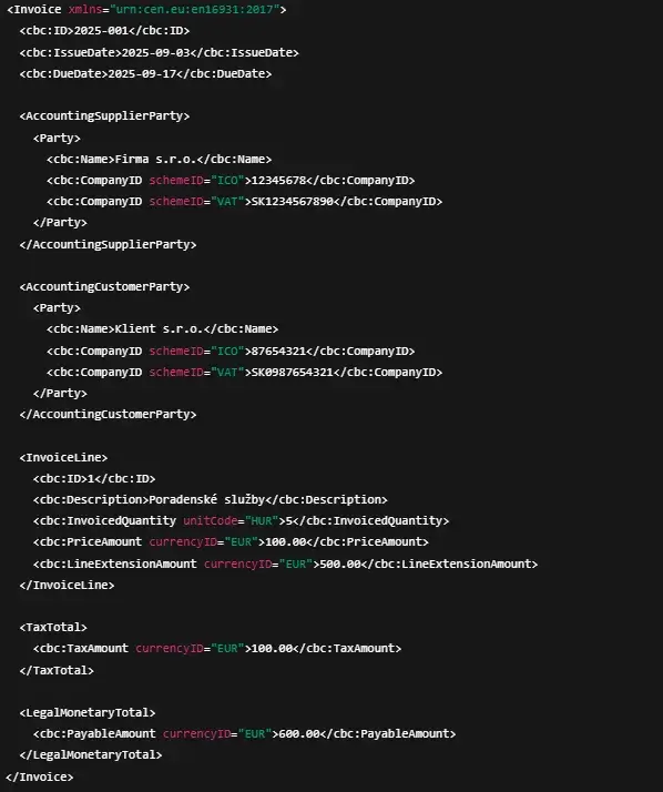 Priklad XML e-faktury