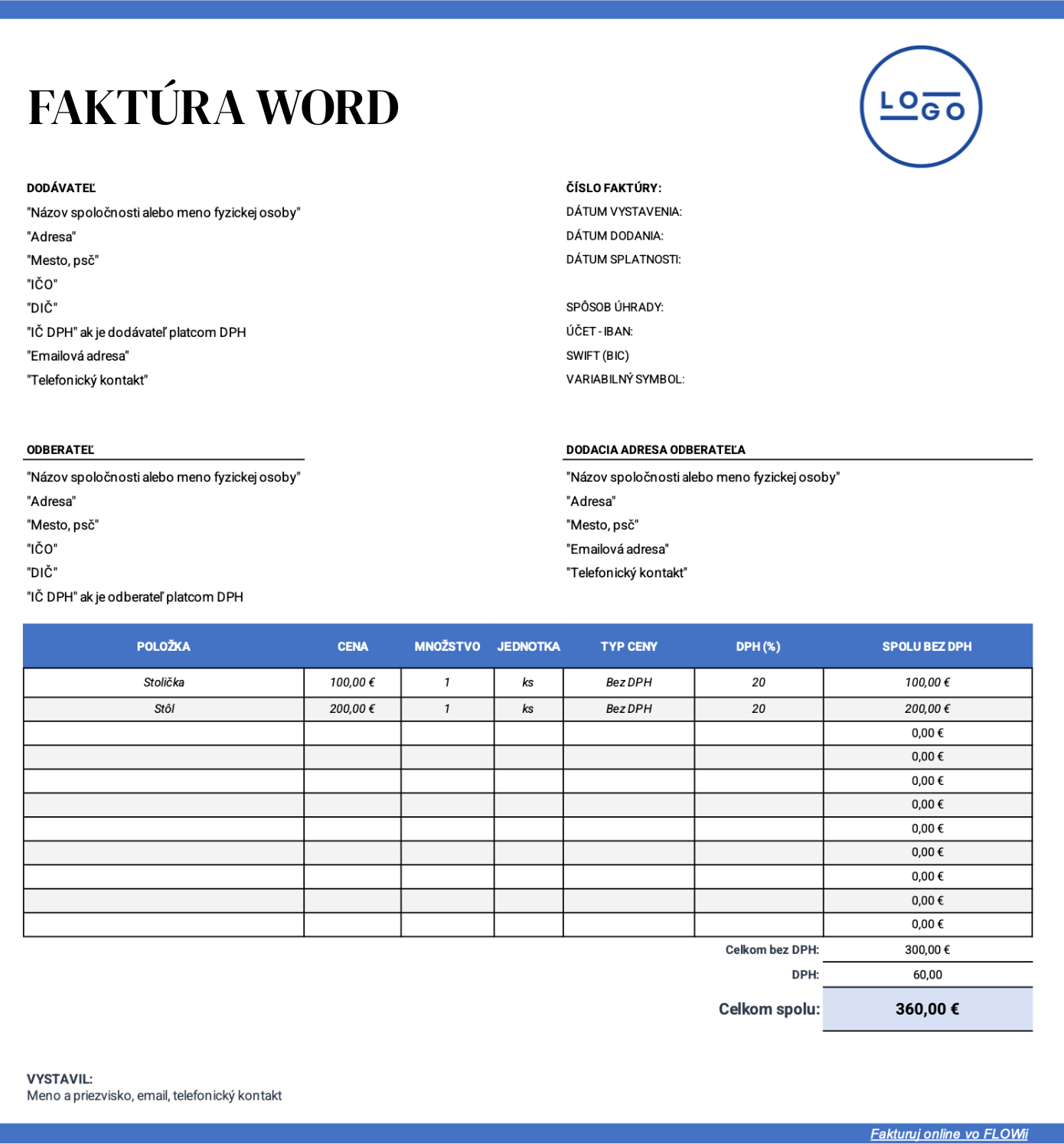 faktúra tlačivo vzor word faktúra tlačivo vzor word