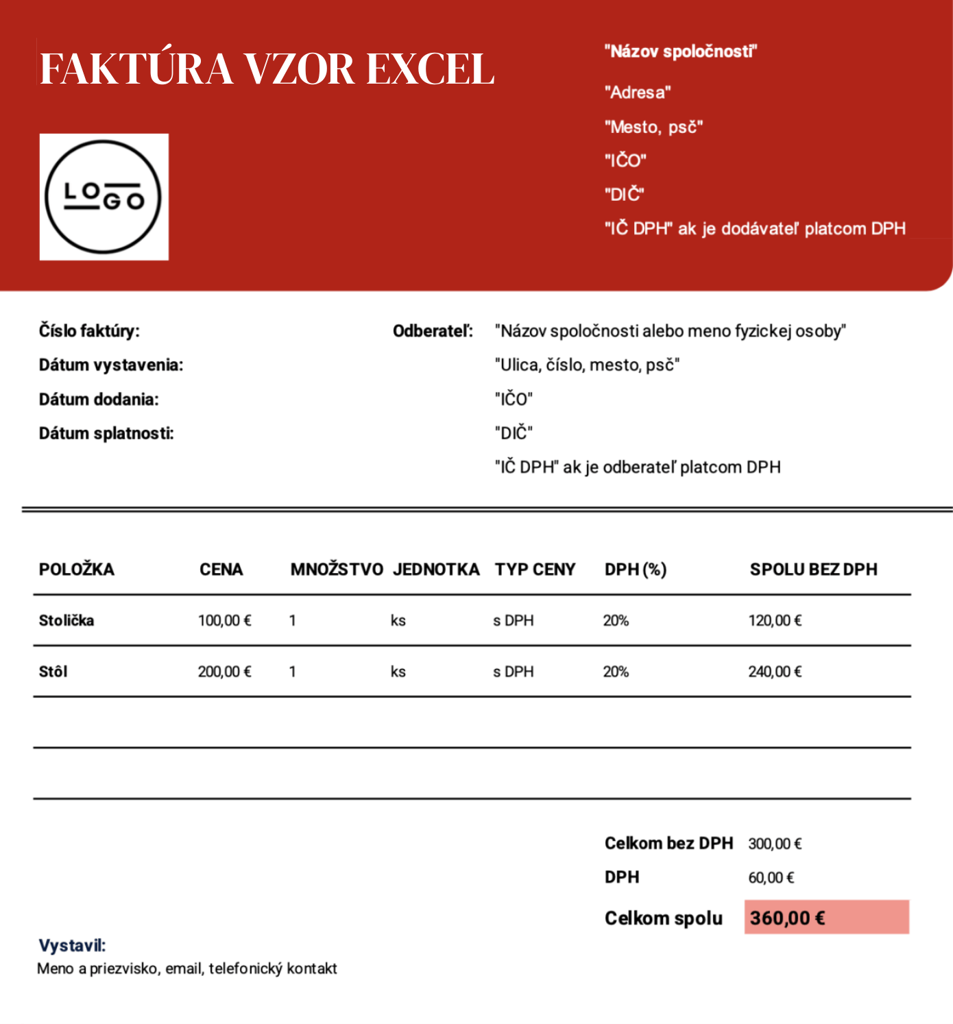 vzor faktúry excel vzor faktúry excel