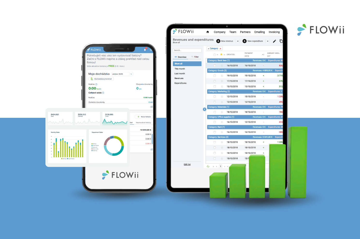 příjmy a výdaje ve FLOWii