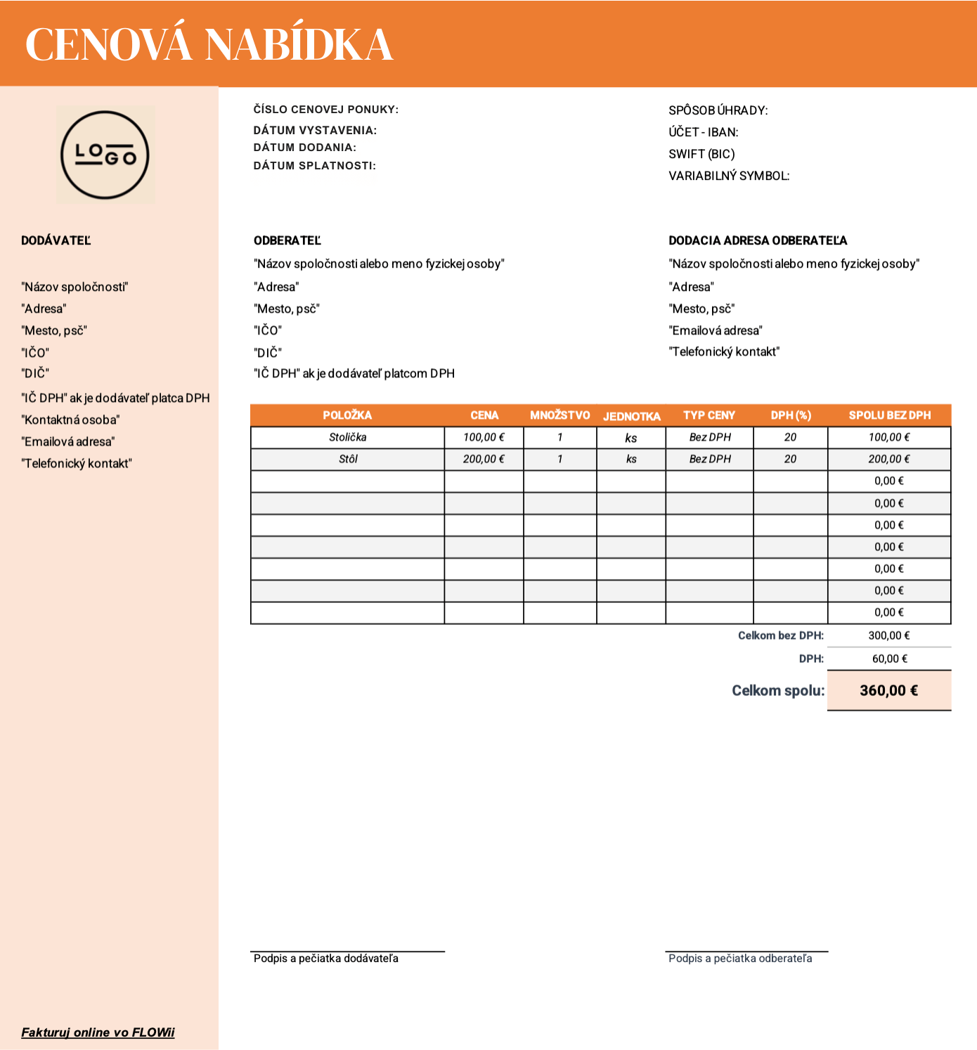 Cenová nabídka vzor zdarma