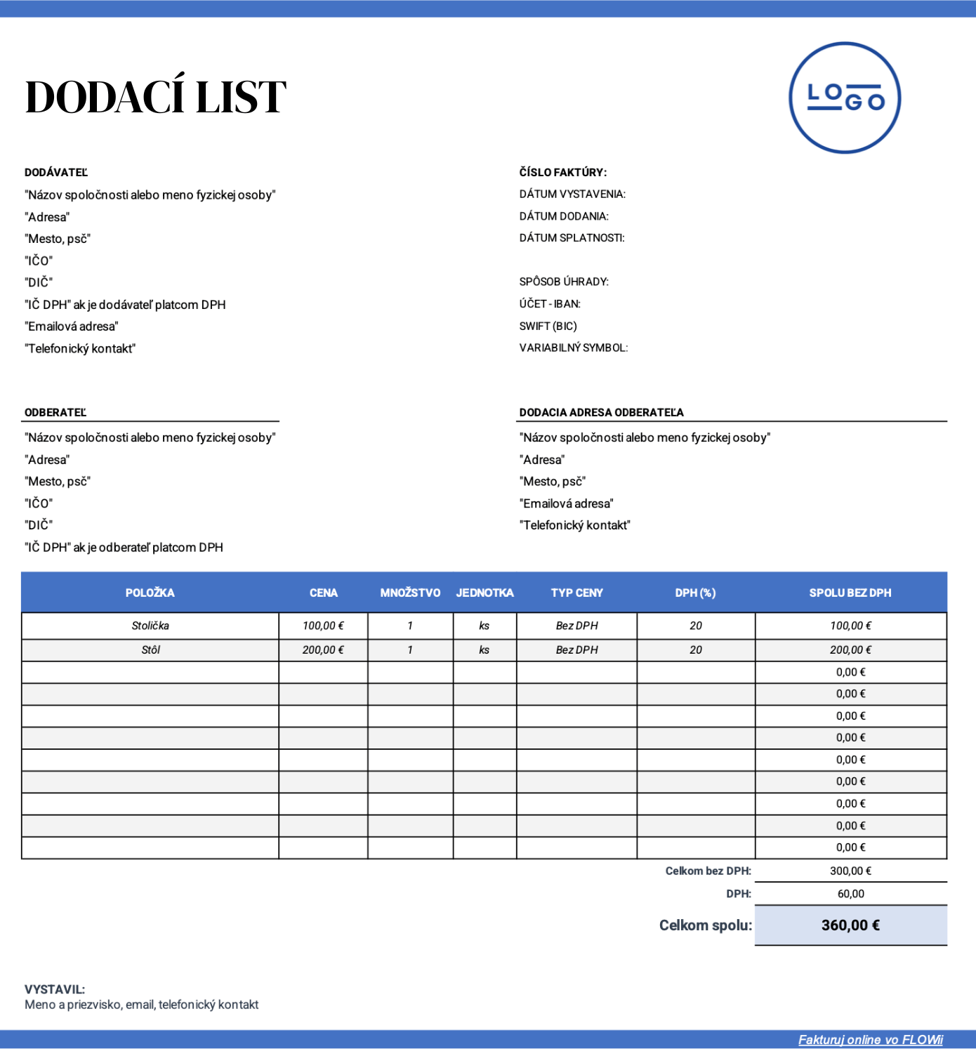 dodací list tlačivo