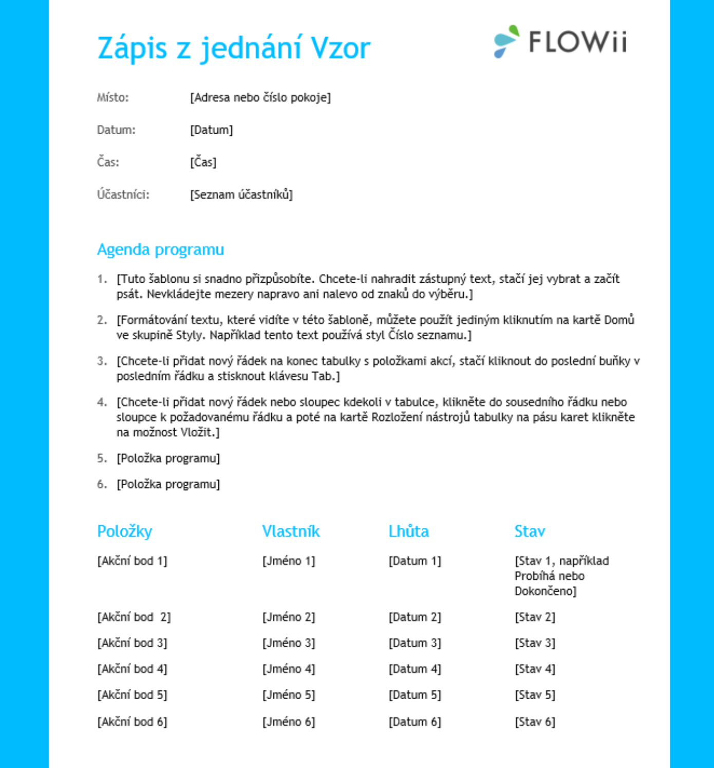 zápis z jednání vzor word