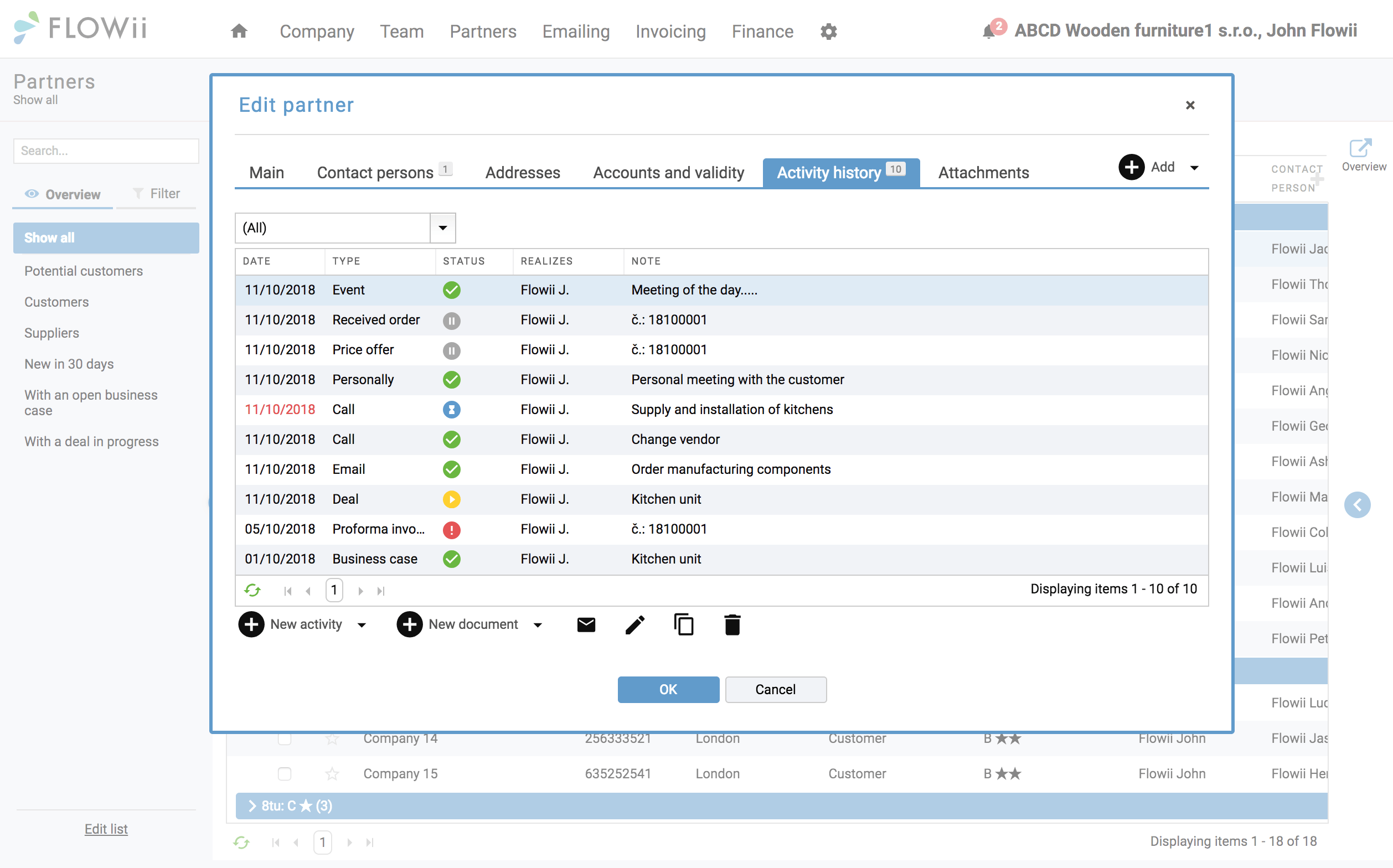 Customer history in CRM Customer history in CRM