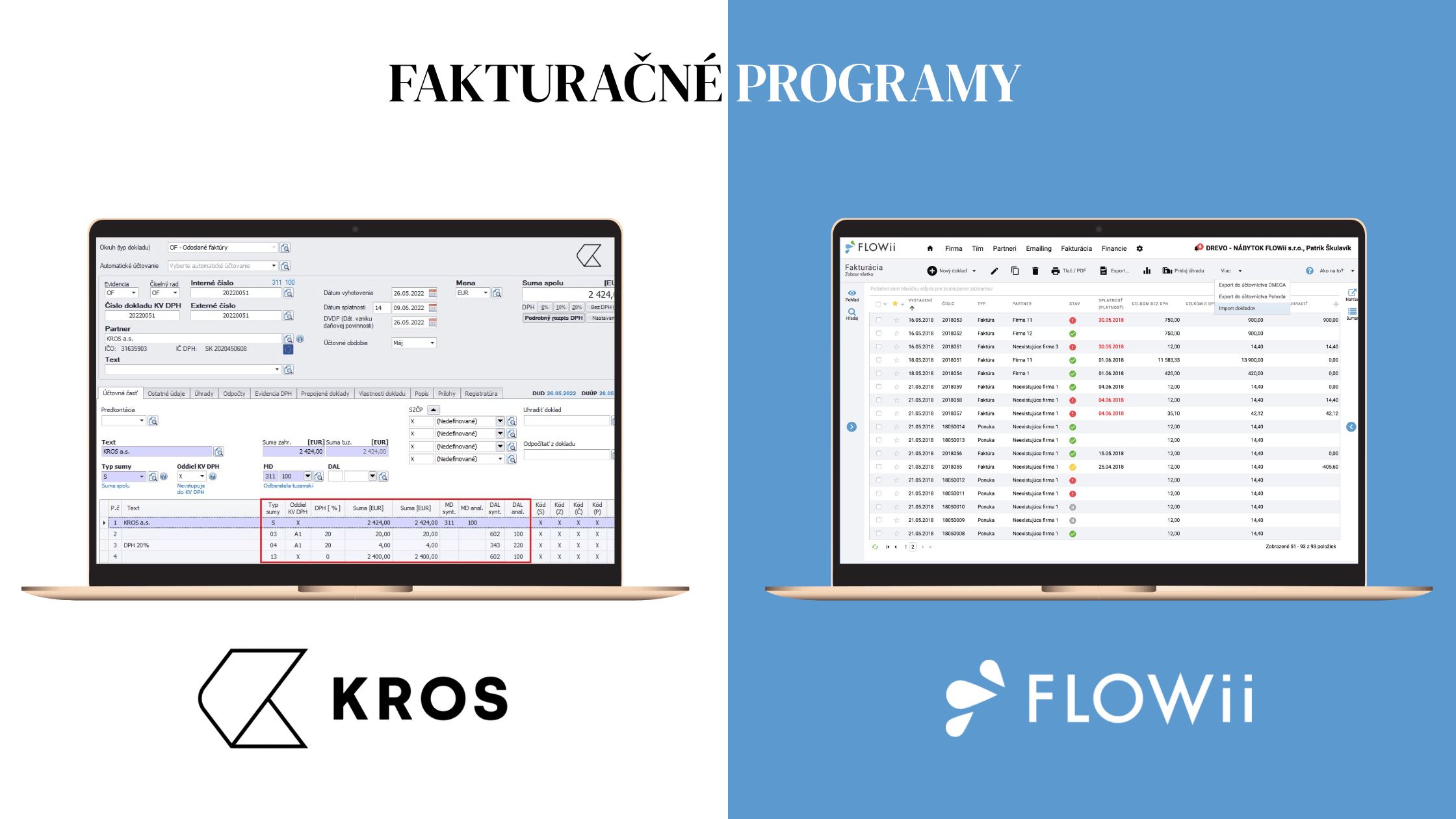 Kros faktury vs FLOWii faktury