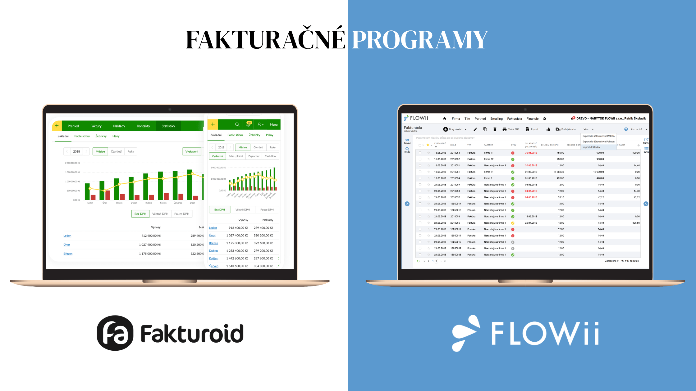 Fakturoid vs FLOWii faktúry